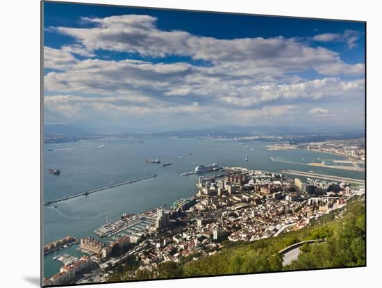 Bay of Gibraltar and Gibraltar Town from the Top of the Rock, Gibraltar, Europe-Giles Bracher-Mounted Photographic Print