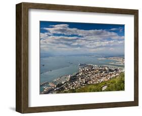 Bay of Gibraltar and Gibraltar Town from the Top of the Rock, Gibraltar, Europe-Giles Bracher-Framed Photographic Print