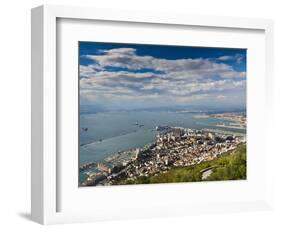 Bay of Gibraltar and Gibraltar Town from the Top of the Rock, Gibraltar, Europe-Giles Bracher-Framed Photographic Print