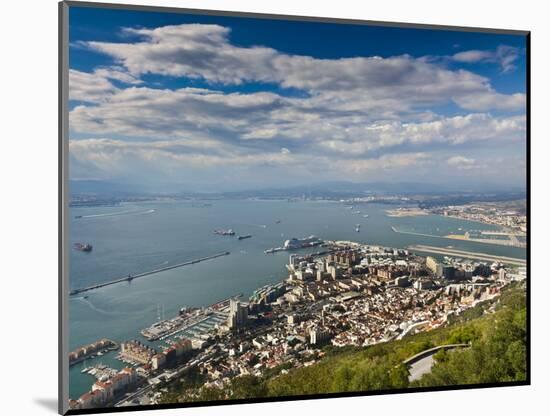 Bay of Gibraltar and Gibraltar Town from the Top of the Rock, Gibraltar, Europe-Giles Bracher-Mounted Photographic Print