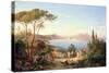 Bay of Naples with Dancing Italians, C.1850-Carl Wilhelm Goetzloff-Stretched Canvas