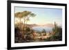 Bay of Naples with Dancing Italians, C.1850-Carl Wilhelm Goetzloff-Framed Giclee Print