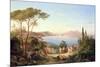 Bay of Naples with Dancing Italians, C.1850-Carl Wilhelm Goetzloff-Mounted Giclee Print