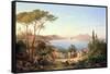 Bay of Naples with Dancing Italians, C.1850-Carl Wilhelm Goetzloff-Framed Stretched Canvas