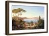 Bay of Naples with Dancing Italians, C.1850-Carl Wilhelm Goetzloff-Framed Giclee Print