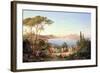 Bay of Naples with Dancing Italians, C.1850-Carl Wilhelm Goetzloff-Framed Giclee Print