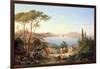 Bay of Naples with Dancing Italians, C.1850-Carl Wilhelm Goetzloff-Framed Giclee Print