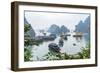 Bay, Vietnam (UNESCO World Heritage Site). Junks in the bay.-Tom Haseltine-Framed Photographic Print