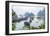 Bay, Vietnam (UNESCO World Heritage Site). Junks in the bay.-Tom Haseltine-Framed Photographic Print