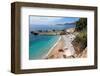 Bay with Beach near Ventimiglia, Province of Imperia, Liguria, Italy-null-Framed Art Print