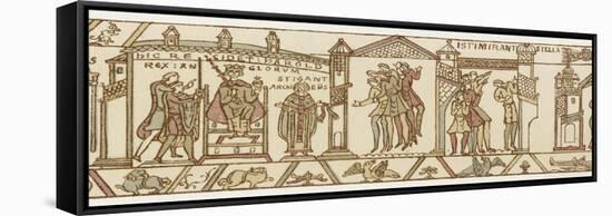 Bayeux Tapestry: at the Coronation Astrologers are Dismayed by the Appearance of Halley's Comet-null-Framed Stretched Canvas