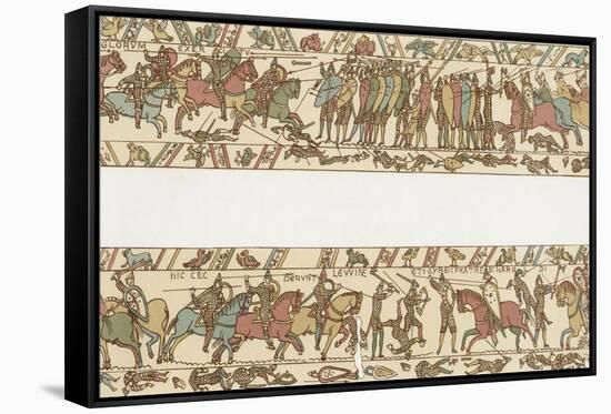 Bayeux Tapestry: Battle of Hastings the Norman Horsemen Charge the English Infantry-null-Framed Stretched Canvas