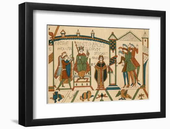 Bayeux Tapestry: Harold is Crowned King of England-null-Framed Premium Photographic Print