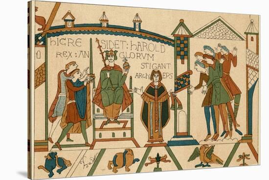 Bayeux Tapestry: Harold is Crowned King of England-null-Stretched Canvas