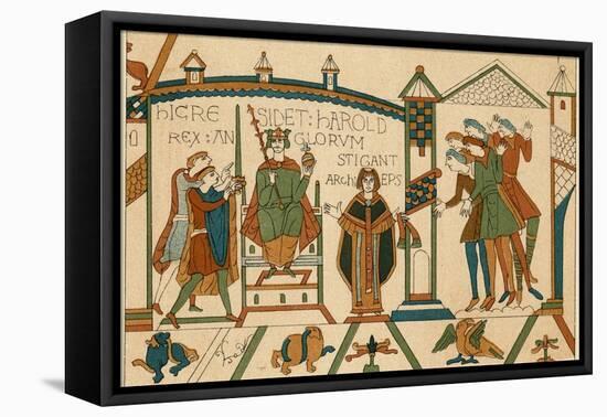 Bayeux Tapestry: Harold is Crowned King of England-null-Framed Stretched Canvas