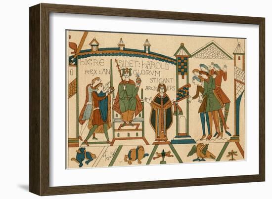 Bayeux Tapestry: Harold is Crowned King of England-null-Framed Photographic Print