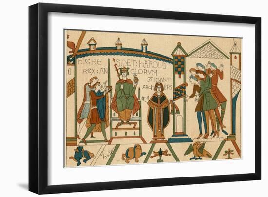 Bayeux Tapestry: Harold is Crowned King of England-null-Framed Photographic Print