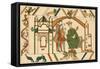 Bayeux Tapestry: King Edward Sends Harold to Confirm to William That He Will Succeed Him-null-Framed Stretched Canvas