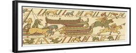 Bayeux Tapestry: The Landing of William's Cavalry-null-Framed Premium Giclee Print