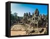 Bayon Temple at Angkor Thom-David Ionut-Framed Stretched Canvas