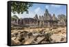 Bayon Temple in Angkor Thom-Michael Nolan-Framed Stretched Canvas