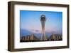 Bayterek Tower representing a poplar tree holding a golden egg. Astana, Kazakhstan.-Keren Su-Framed Photographic Print