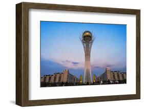 Bayterek Tower representing a poplar tree holding a golden egg. Astana, Kazakhstan.-Keren Su-Framed Photographic Print