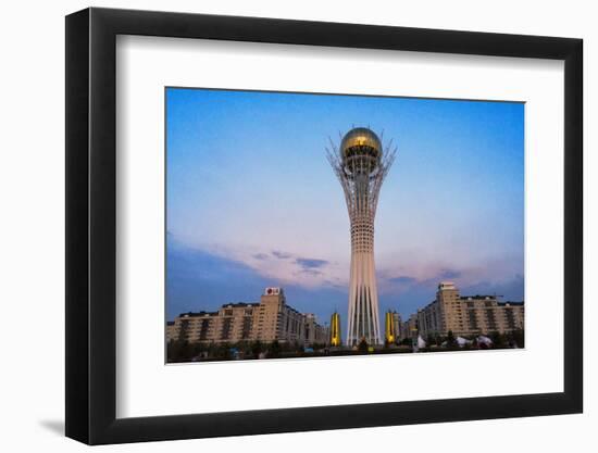 Bayterek Tower representing a poplar tree holding a golden egg. Astana, Kazakhstan.-Keren Su-Framed Photographic Print