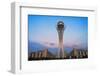 Bayterek Tower representing a poplar tree holding a golden egg. Astana, Kazakhstan.-Keren Su-Framed Photographic Print