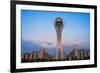 Bayterek Tower representing a poplar tree holding a golden egg. Astana, Kazakhstan.-Keren Su-Framed Photographic Print