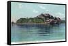 Bayview of Alcatraz Island and Prison - San Francisco, CA-Lantern Press-Framed Stretched Canvas