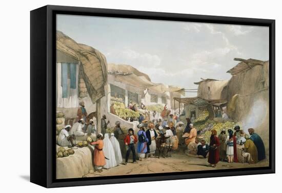 Bazaar at Kabul During the Fruit Season, First Anglo-Afghan War, 1838-1842-James Atkinson-Framed Stretched Canvas