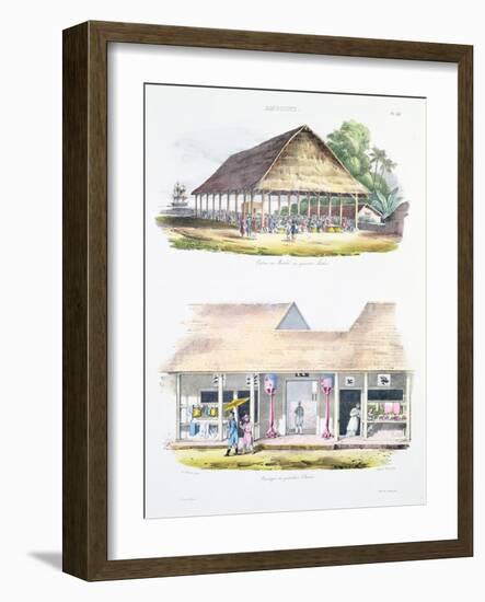 Bazaar or Market in the Malaysian District-Louis Auguste de Sainson-Framed Giclee Print