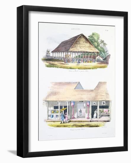 Bazaar or Market in the Malaysian District-Louis Auguste de Sainson-Framed Giclee Print