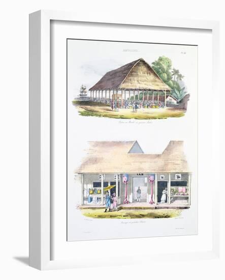 Bazaar or Market in the Malaysian District-Louis Auguste de Sainson-Framed Giclee Print