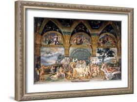 Bbanquet Celebrating the Marriage of Cupid and Psyche from the Sala Di Amore E Psiche, 1527-31-Giulio Romano-Framed Giclee Print