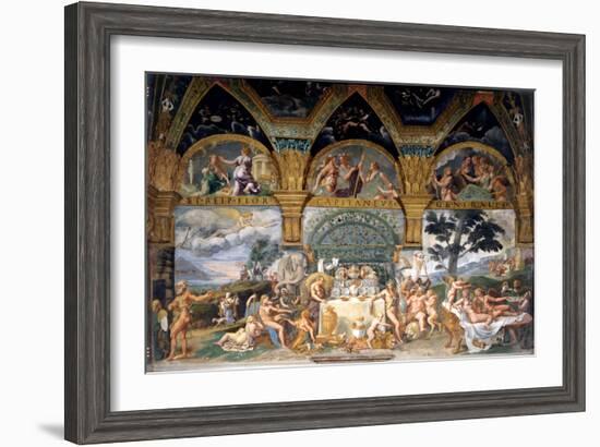 Bbanquet Celebrating the Marriage of Cupid and Psyche from the Sala Di Amore E Psiche, 1527-31-Giulio Romano-Framed Giclee Print