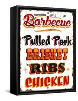 BBQ Southern-Retroplanet-Framed Stretched Canvas