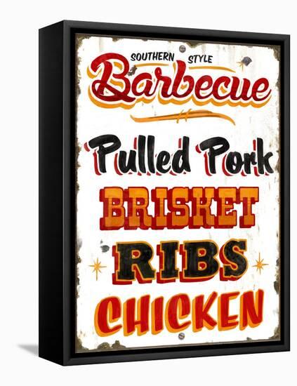 BBQ Southern-Retroplanet-Framed Stretched Canvas