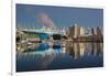 BC Place stadium and downtown skyline behind at sunrise, Vancouver, British Columbia, Canada-Stefano Politi Markovina-Framed Photographic Print