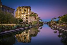 Epic Desert Sunset over Valley of the Sun, Phoenix, Scottsdale, Arizona with Saguaro Cactus in Fore-BCFC-Stretched Canvas