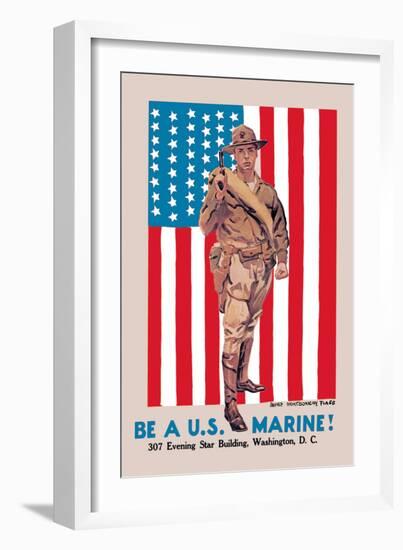 Be a U.S. Marine, Evening Star Building-James Montgomery Flagg-Framed Art Print