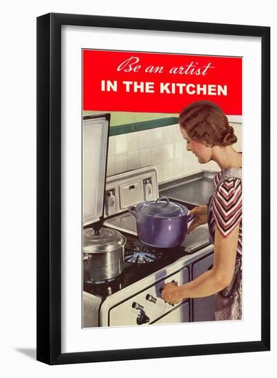 Be an Artist in the Kitchen, Woman Cooking-null-Framed Art Print