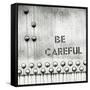 Be careful text written on metal door-Panoramic Images-Framed Stretched Canvas