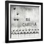 Be careful text written on metal door-Panoramic Images-Framed Photographic Print