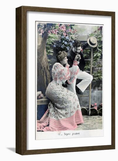 Be Careful, Vintage French Postcard, C1900-null-Framed Giclee Print