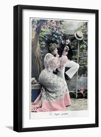 Be Careful, Vintage French Postcard, C1900-null-Framed Giclee Print