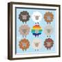 Be Ewe Brown and Rainbow Sheep Sq-Moira Hershey-Framed Art Print