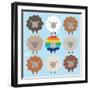 Be Ewe Brown and Rainbow Sheep Sq-Moira Hershey-Framed Art Print