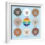 Be Ewe Brown and Rainbow Sheep Sq-Moira Hershey-Framed Art Print